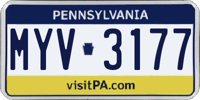 PA license plate MYV3177