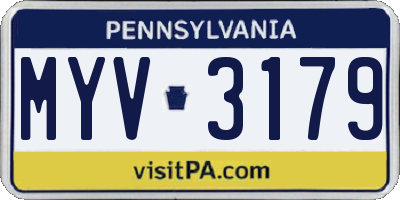 PA license plate MYV3179