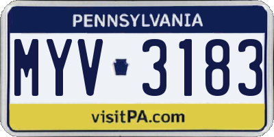 PA license plate MYV3183