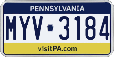 PA license plate MYV3184