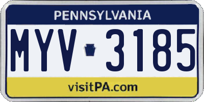 PA license plate MYV3185