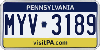 PA license plate MYV3189
