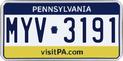 PA license plate MYV3191
