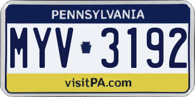 PA license plate MYV3192