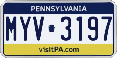 PA license plate MYV3197