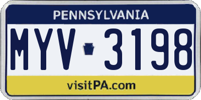 PA license plate MYV3198