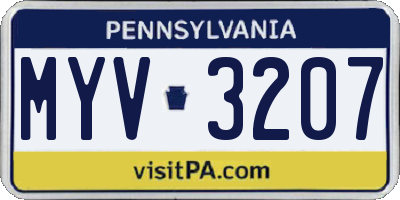PA license plate MYV3207