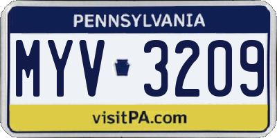 PA license plate MYV3209