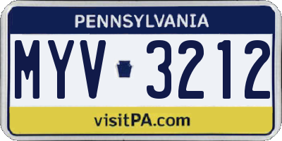 PA license plate MYV3212