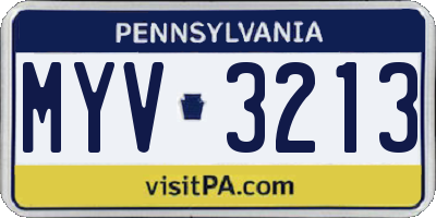 PA license plate MYV3213