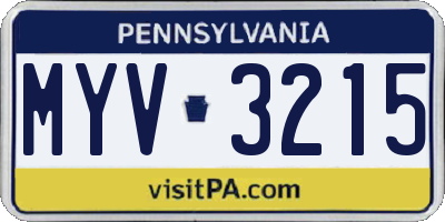 PA license plate MYV3215