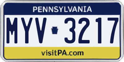 PA license plate MYV3217