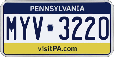 PA license plate MYV3220