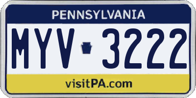 PA license plate MYV3222