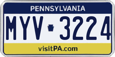 PA license plate MYV3224