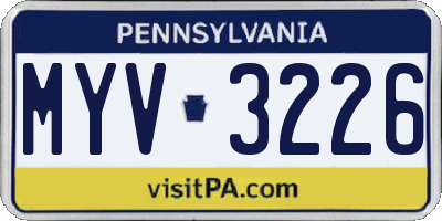 PA license plate MYV3226