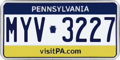 PA license plate MYV3227