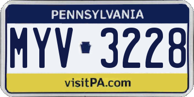 PA license plate MYV3228