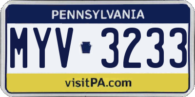 PA license plate MYV3233