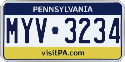PA license plate MYV3234