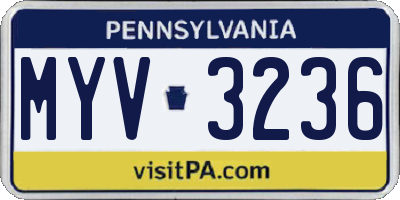 PA license plate MYV3236