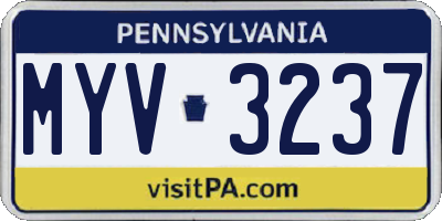 PA license plate MYV3237