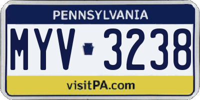 PA license plate MYV3238