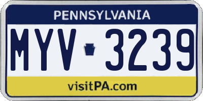 PA license plate MYV3239