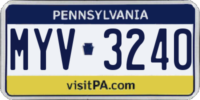 PA license plate MYV3240