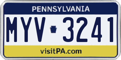 PA license plate MYV3241