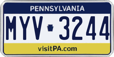 PA license plate MYV3244