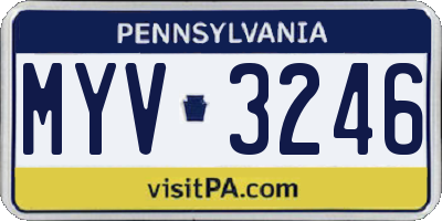 PA license plate MYV3246