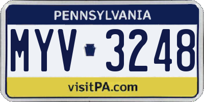 PA license plate MYV3248