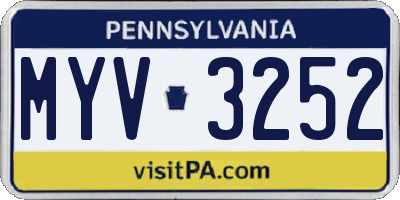 PA license plate MYV3252