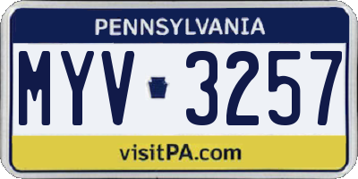 PA license plate MYV3257