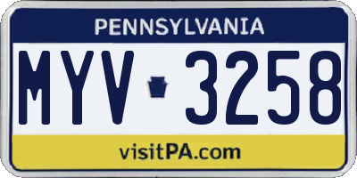 PA license plate MYV3258