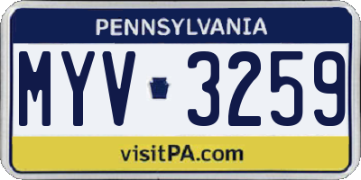 PA license plate MYV3259