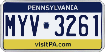 PA license plate MYV3261