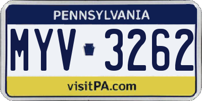 PA license plate MYV3262