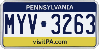 PA license plate MYV3263