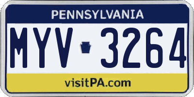 PA license plate MYV3264