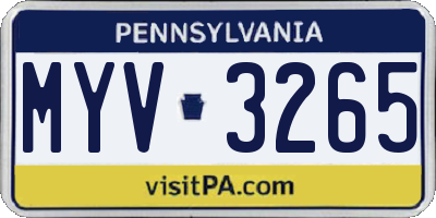 PA license plate MYV3265