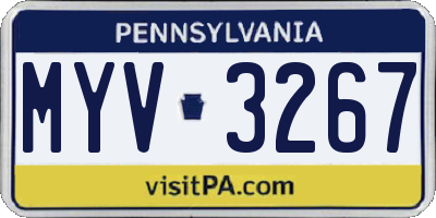 PA license plate MYV3267