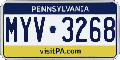 PA license plate MYV3268