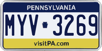 PA license plate MYV3269