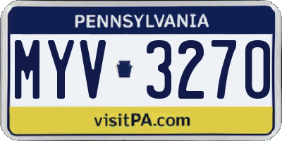 PA license plate MYV3270