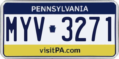 PA license plate MYV3271