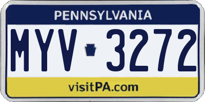 PA license plate MYV3272