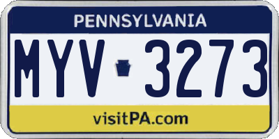 PA license plate MYV3273