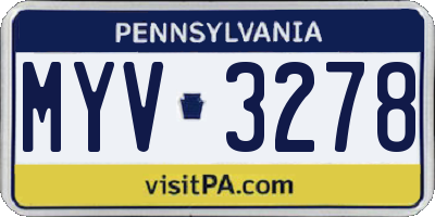 PA license plate MYV3278